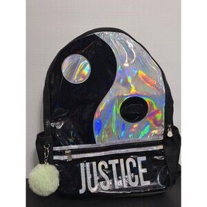 Justice Backpack Iridescent and Black with Yin and Yang Design NEW With Tags!
